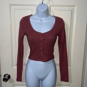 Forever 21 Long Sleeve snap Crop Top